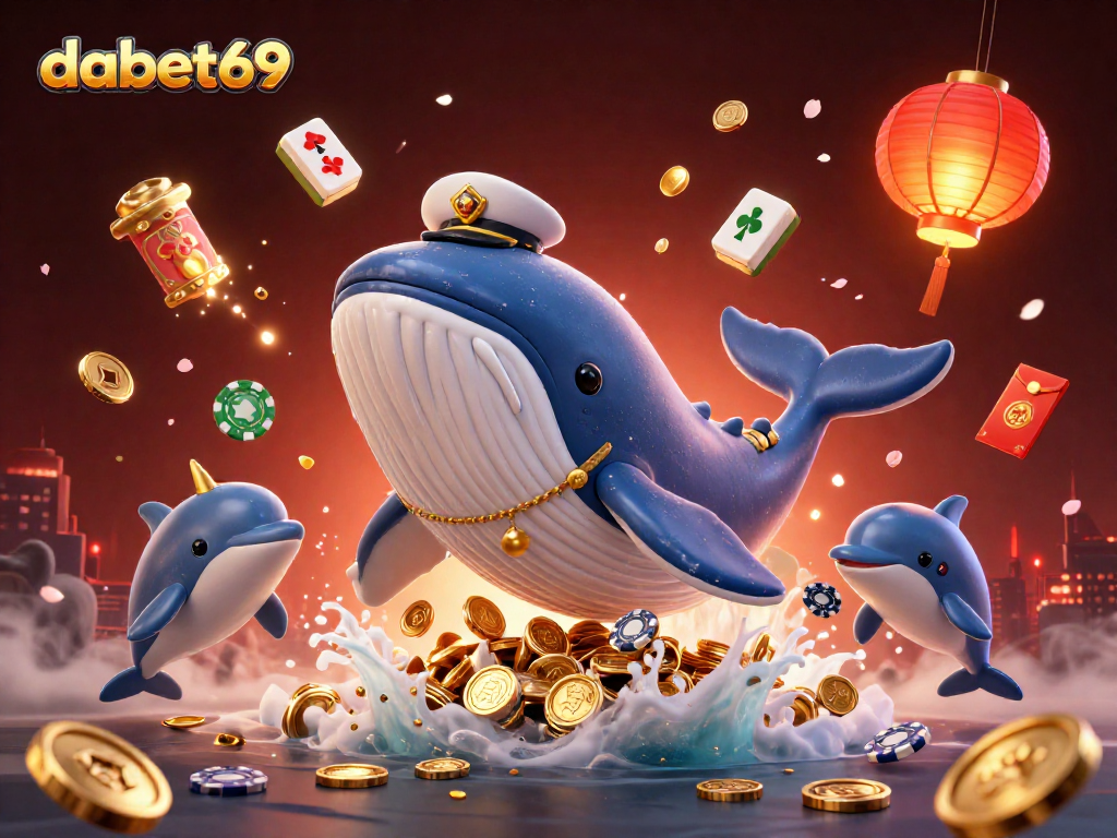 Experience dabet69 with vibrant 3D casino illustrations featuring playful dolphin tricks and treasure!
