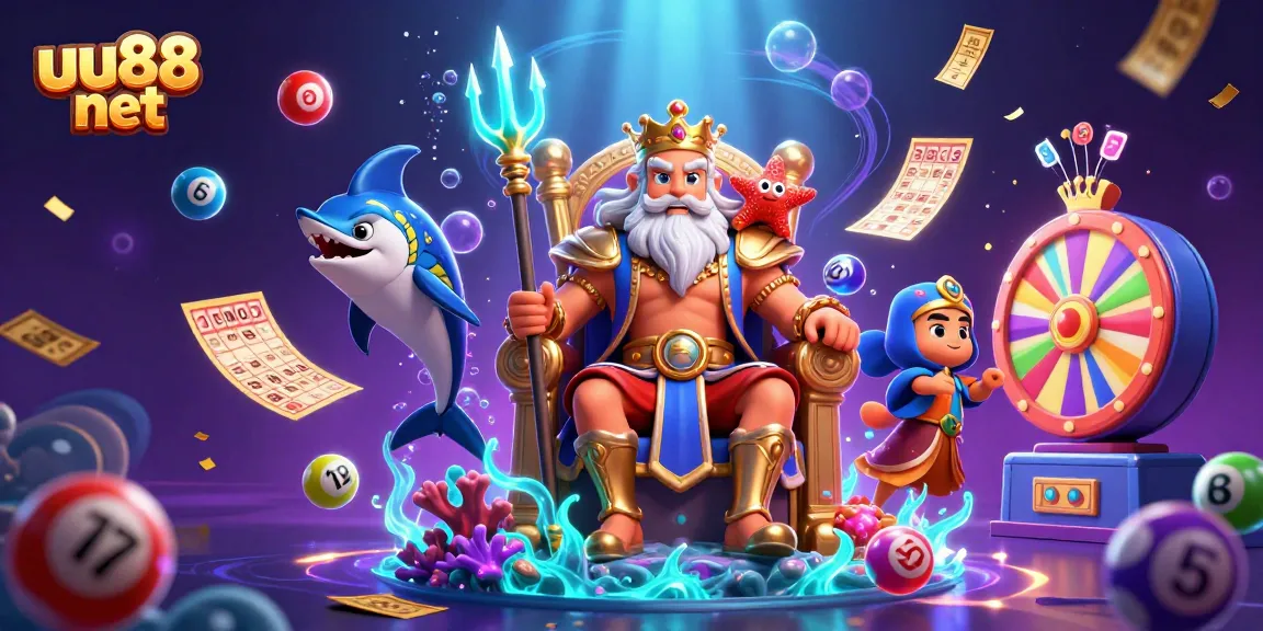 Engage with uu88 net's vibrant lottery balls in a dynamic 3D casino scene celebrating online gaming excitement.