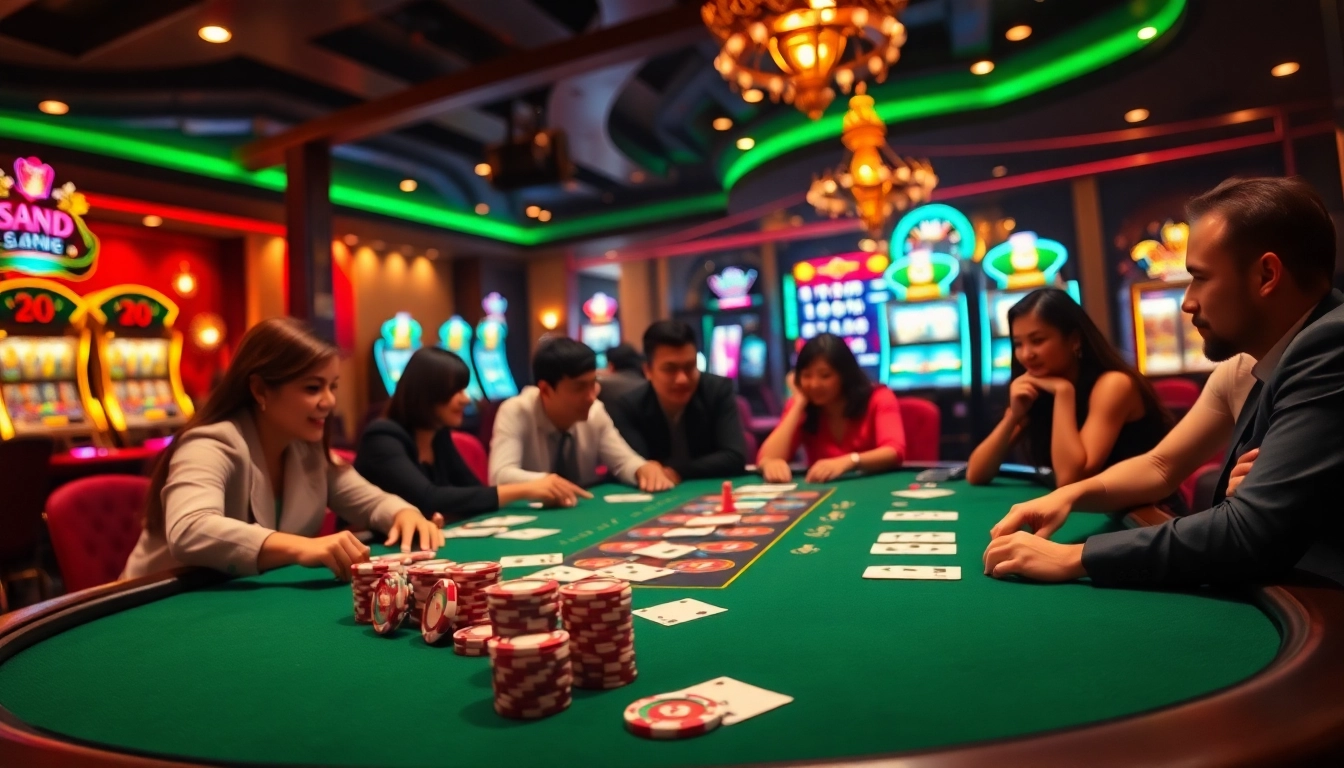 Exciting gaming action at a poker table featuring nk88 bio elements for an engaging casino experience.
