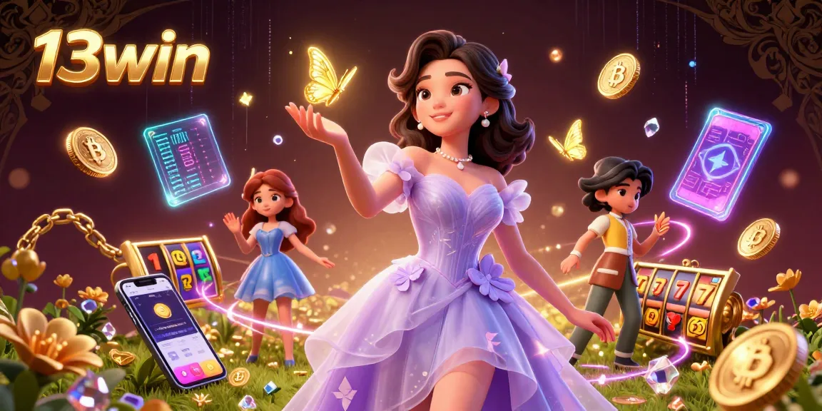 Engage with 13win in a dynamic casino scene featuring vibrant slot game elements and enchanting visuals.