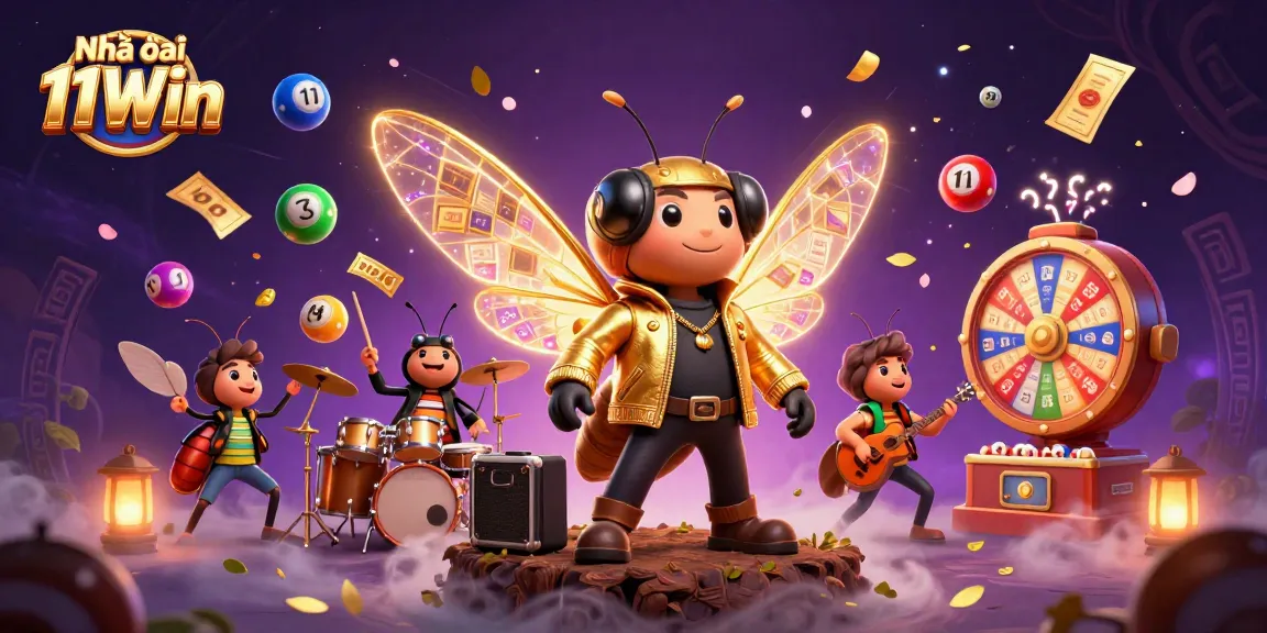 Engage with thrilling games at Nhà cái 11Win featuring vibrant lottery elements and energetic characters.