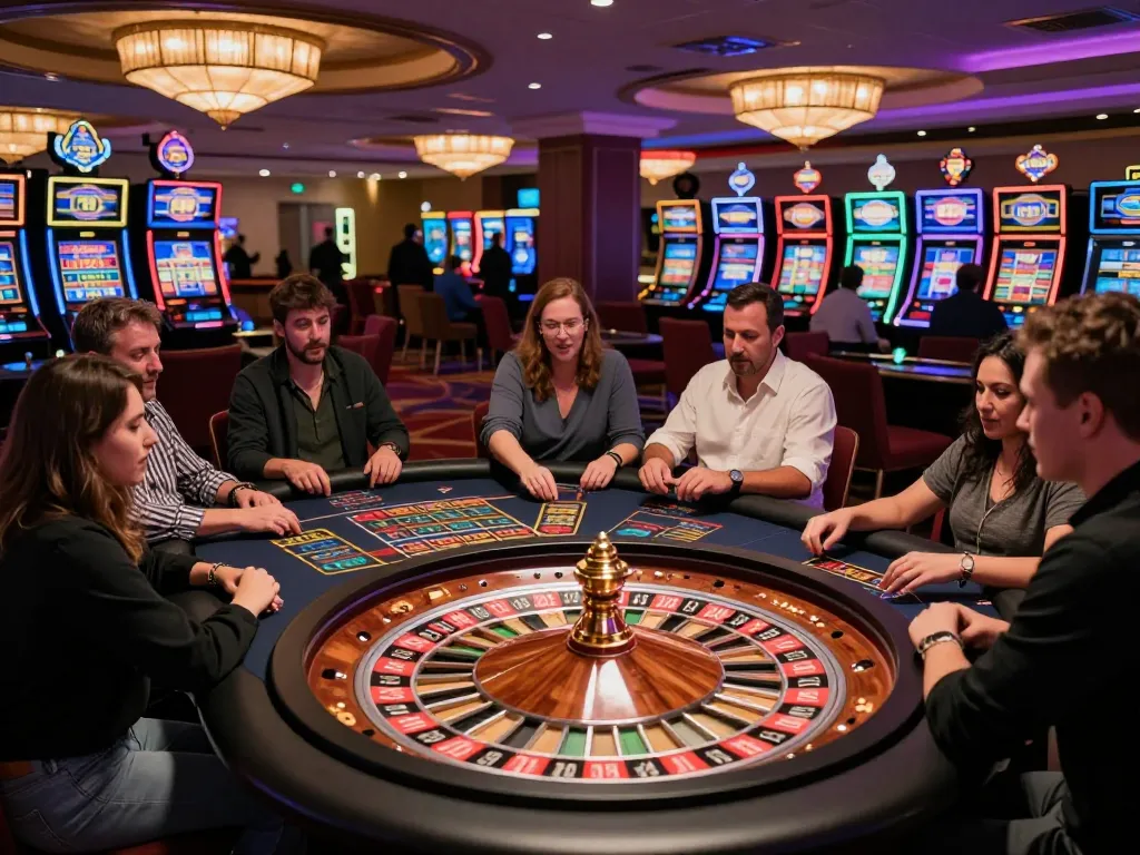S88 roulette table with players actively betting, showcasing excitement and vibrant casino atmosphere