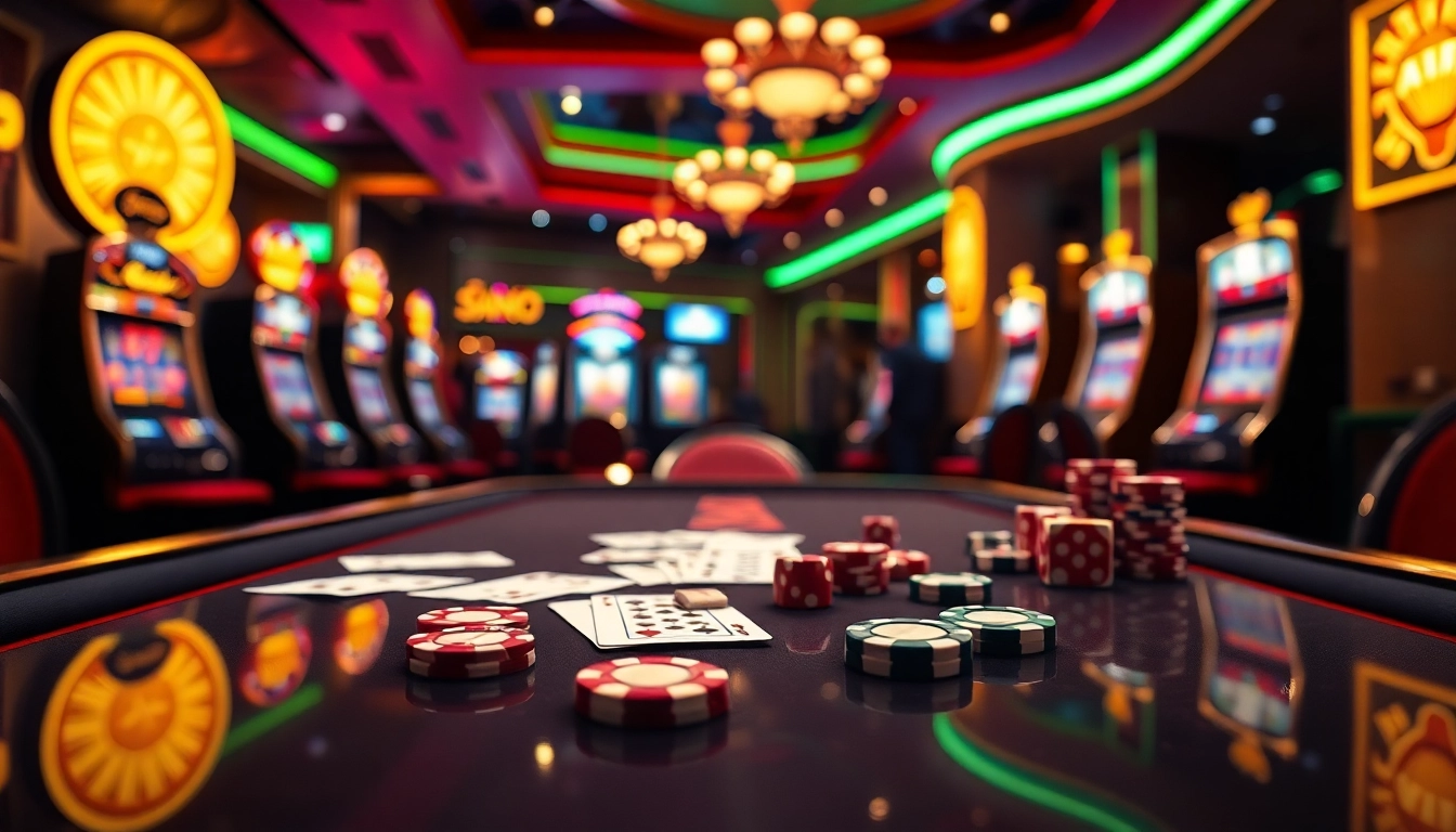 Experience the thrill at Trang Chủ OK8386 with engaging casino tables and vibrant gaming atmosphere.
