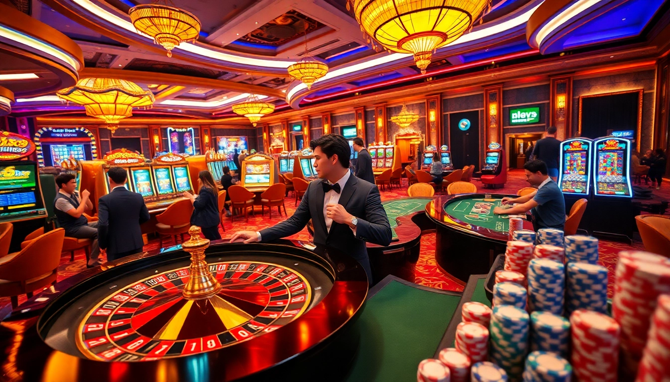 Players experiencing excitement at a casino table with bets on kl99 games and colorful chips.