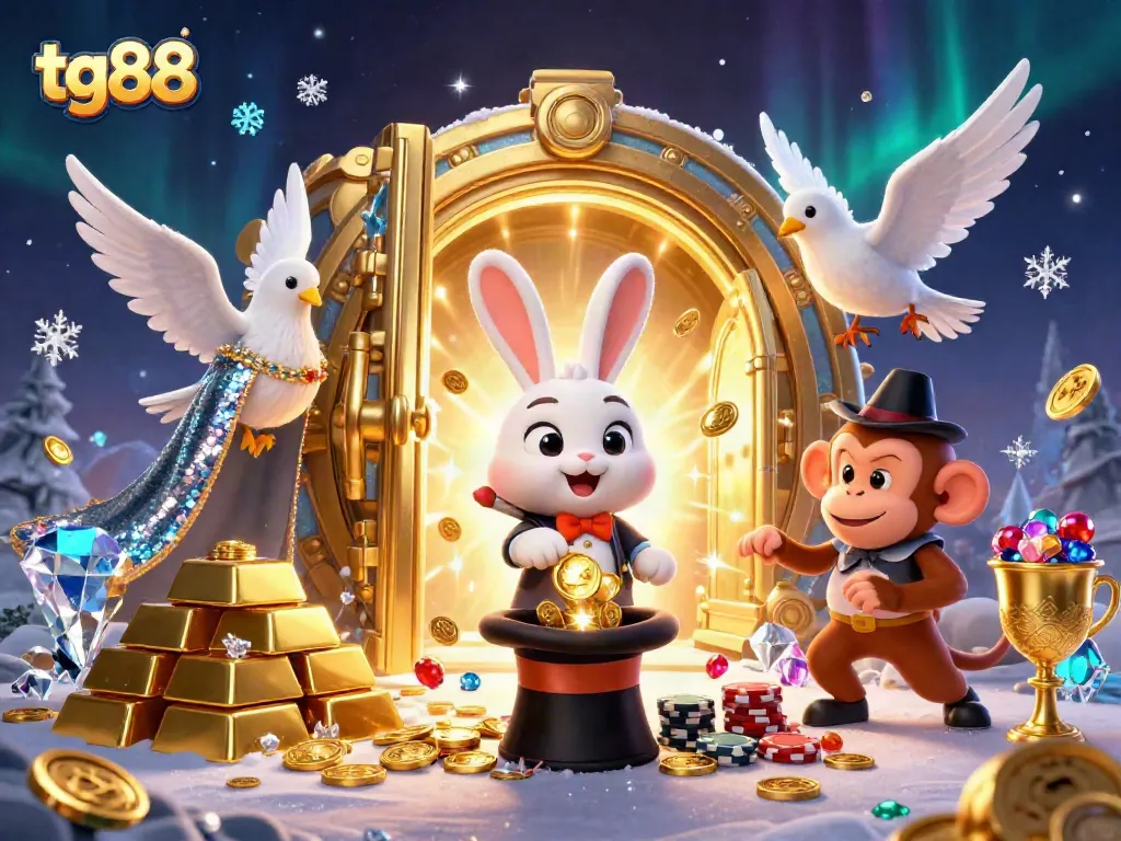 Winning gold coins at tg88 casino with delightful characters and magical effects.