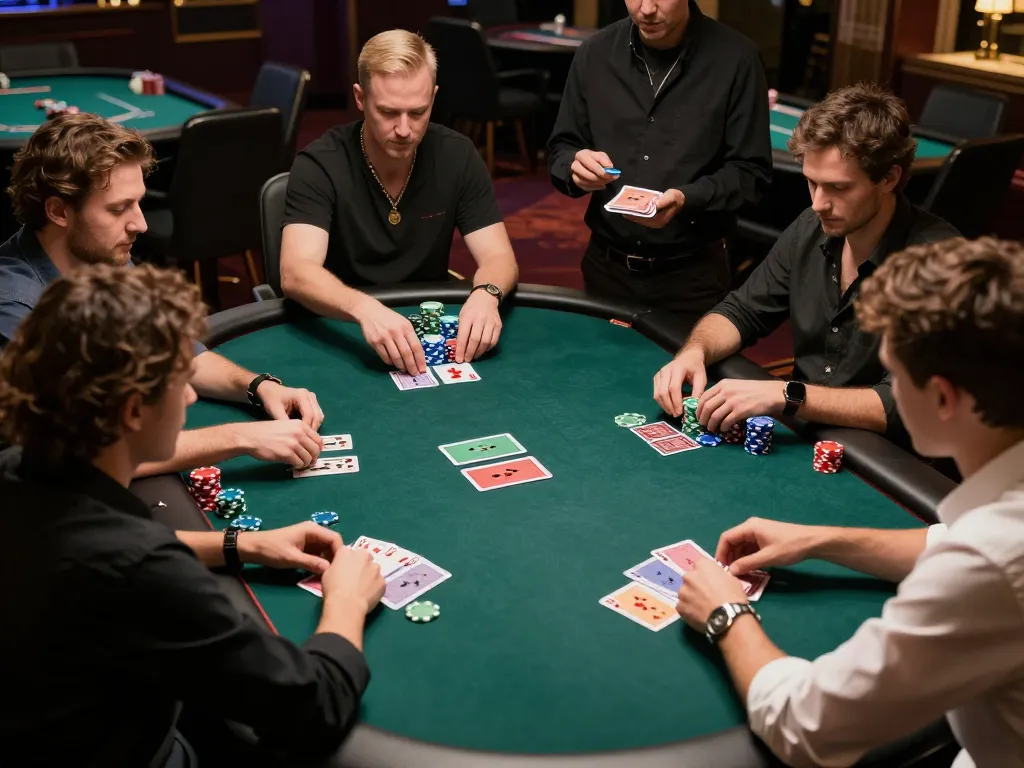 Players engage in a thrilling game of poker at RED88, showcasing strategy and anticipation.
