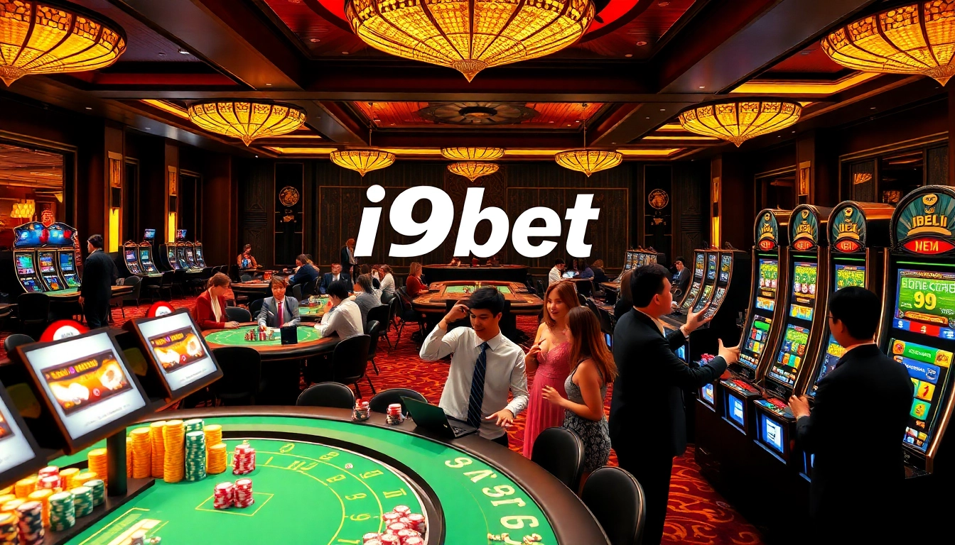 Engaging players experience thrilling wins at i9bet casino tables featuring colorful poker chips.