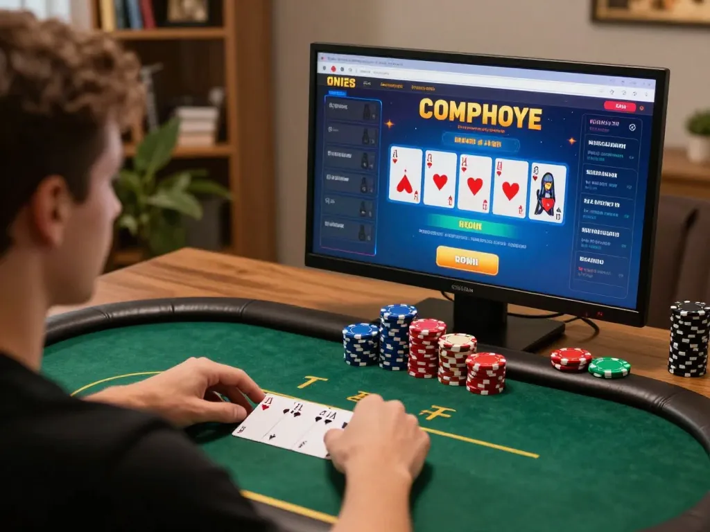 Play engaging poker on Onbet's online casino, showcasing an active gaming experience.