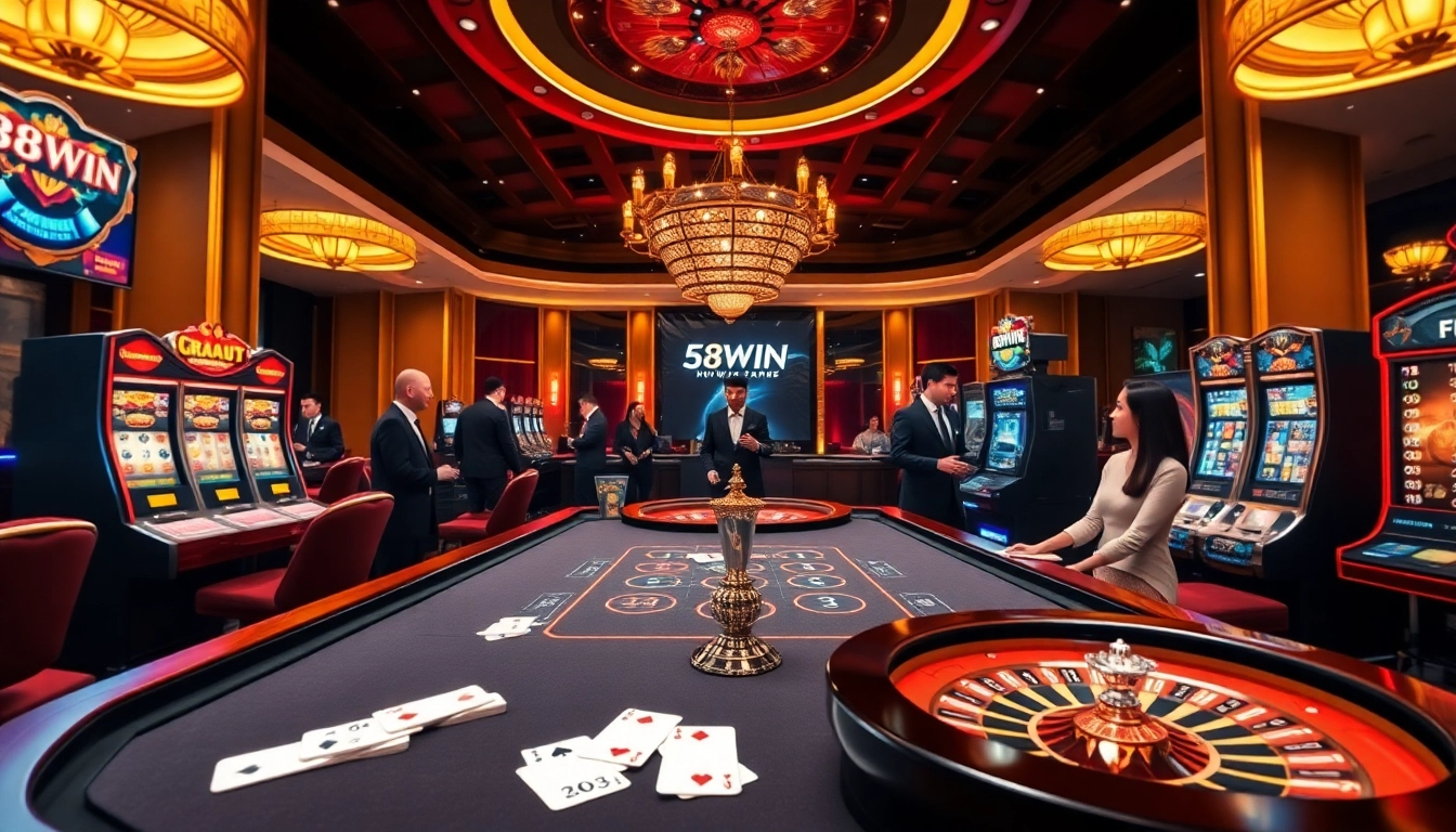 Players engaging in live casino action at https://win58win.com/ featuring poker, roulette, and slots for an immersive experience.