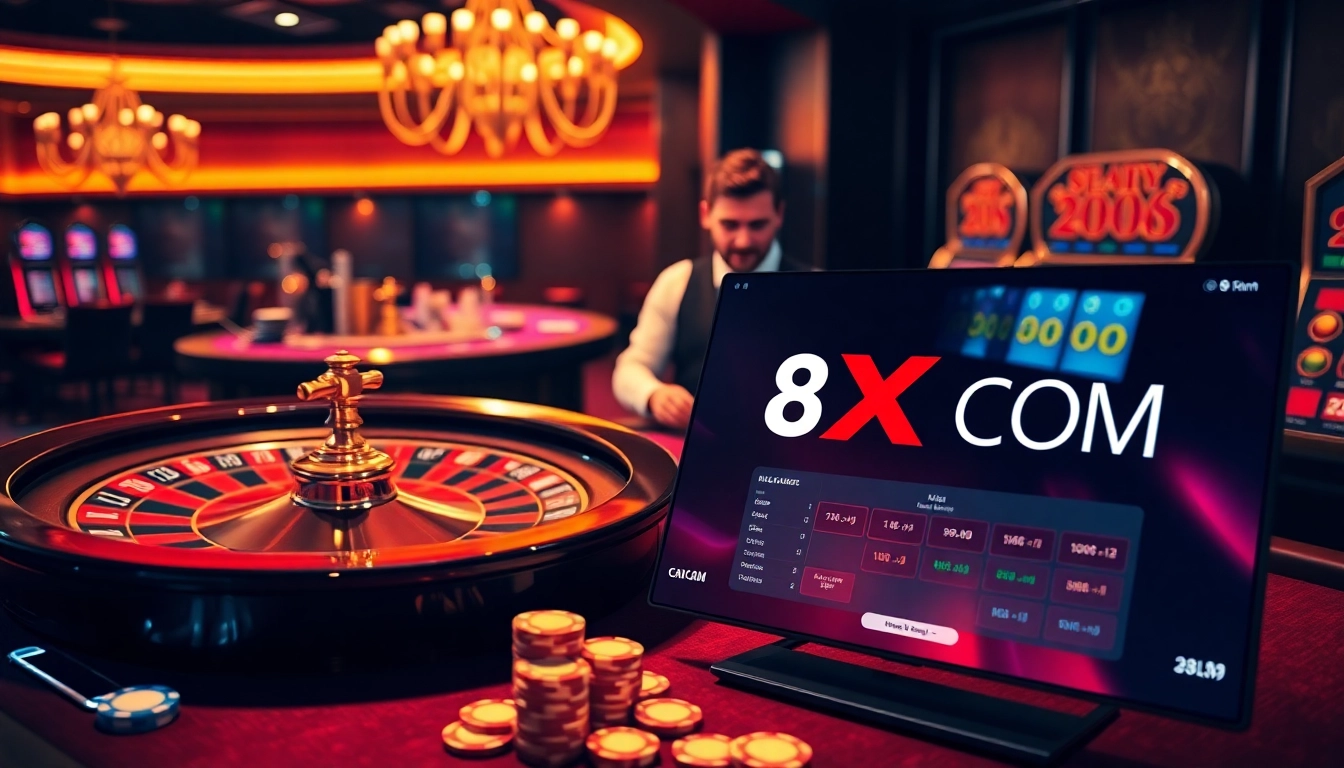 Experience the thrill of online gambling at 8XX COM with luxurious casino visuals.