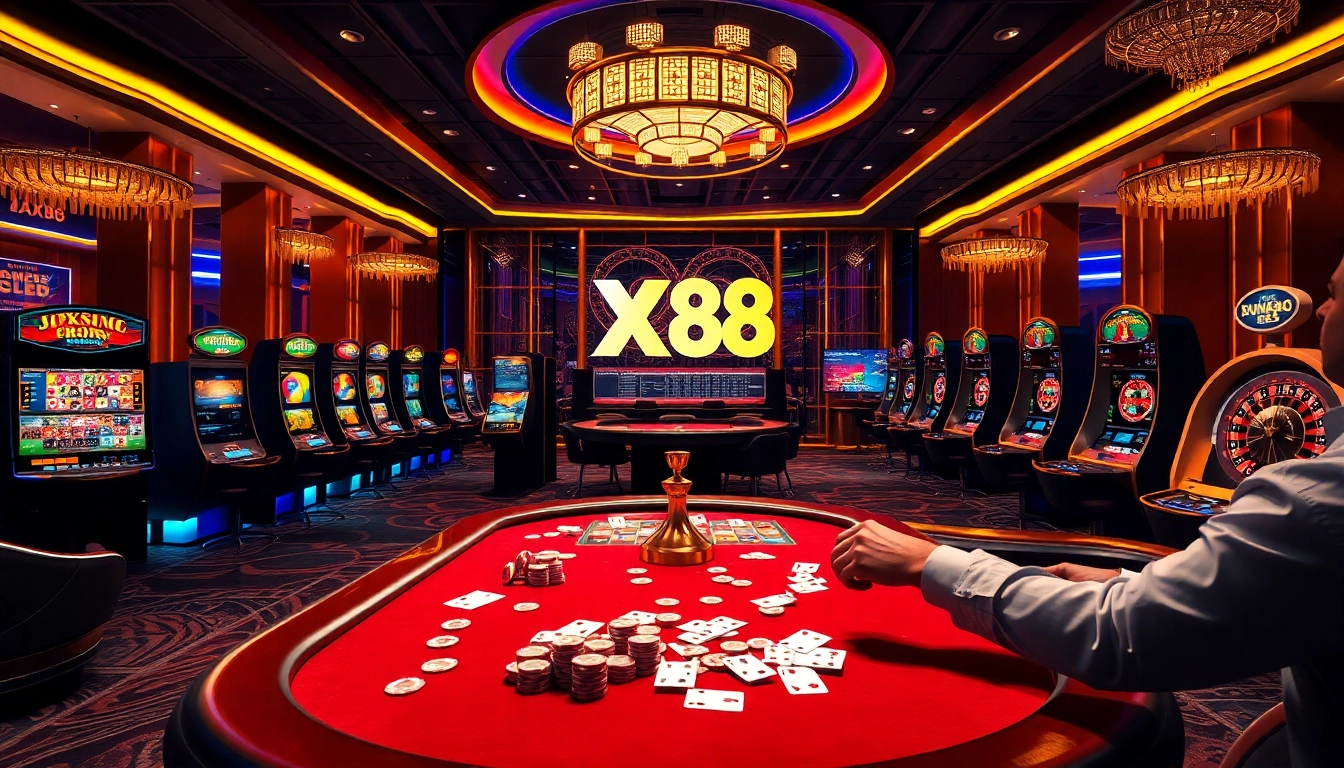 Players enjoying classic casino games at XX88, showcasing excitement and elegance in gambling.