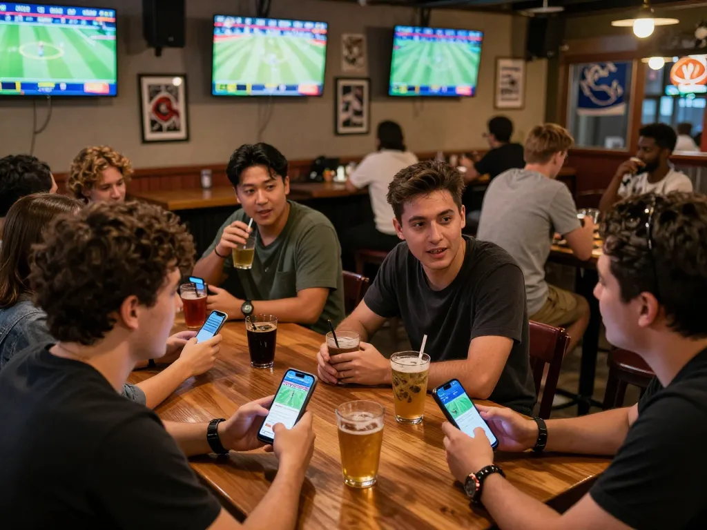 Cá Độ Bóng Đá betting scene with friends enjoying live sports and strategic discussions