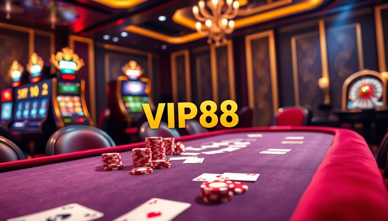 Engaging game scene featuring VIP88 apk with poker chips and elegant casino elements.