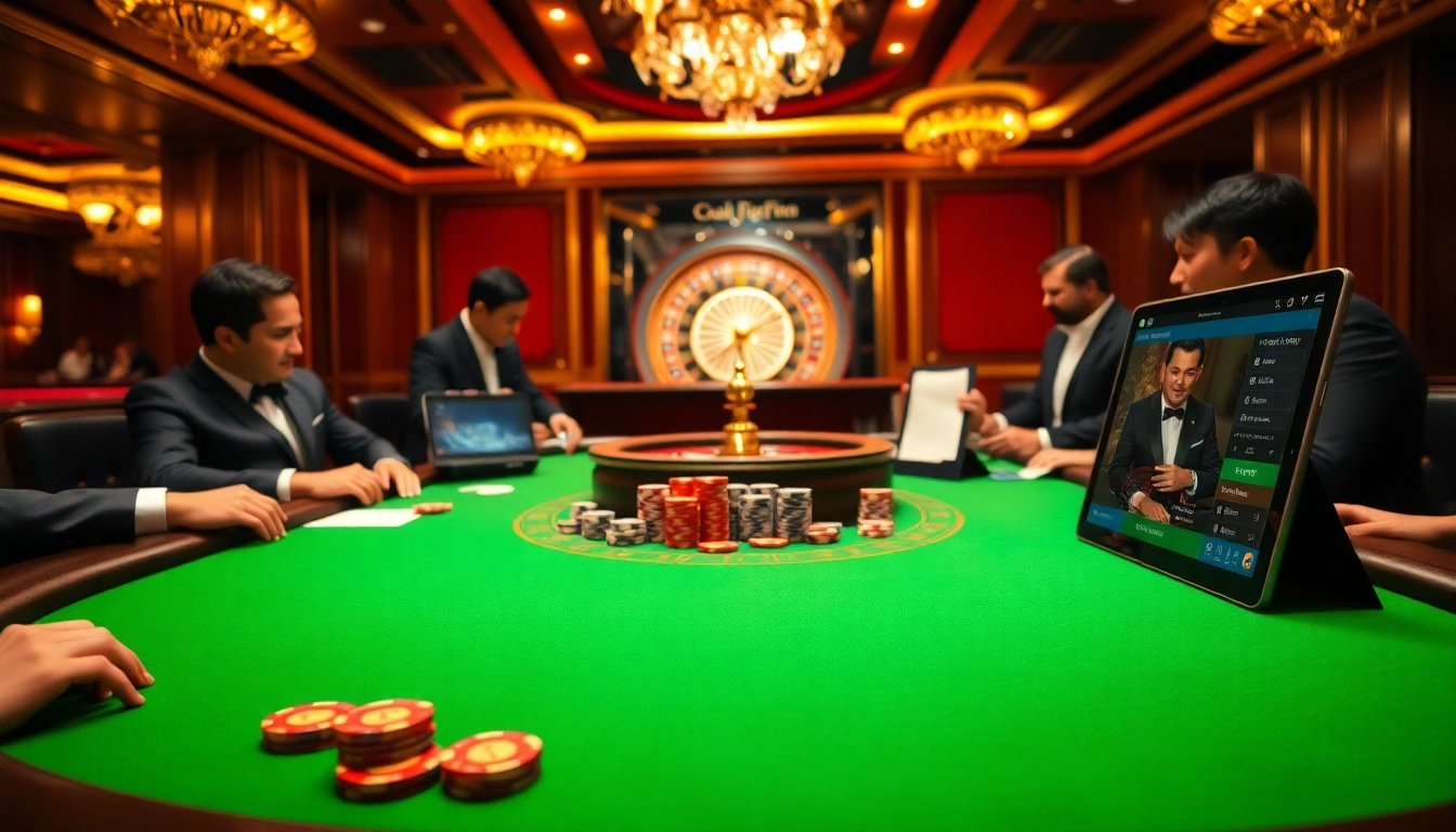 Engaged players competing at the sun win poker table, highlighting luxury casino atmosphere.