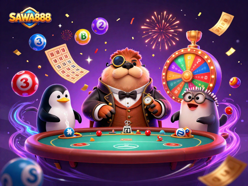 SAWA888 brings classic casino fun to life with vibrant characters and dynamic lottery action.