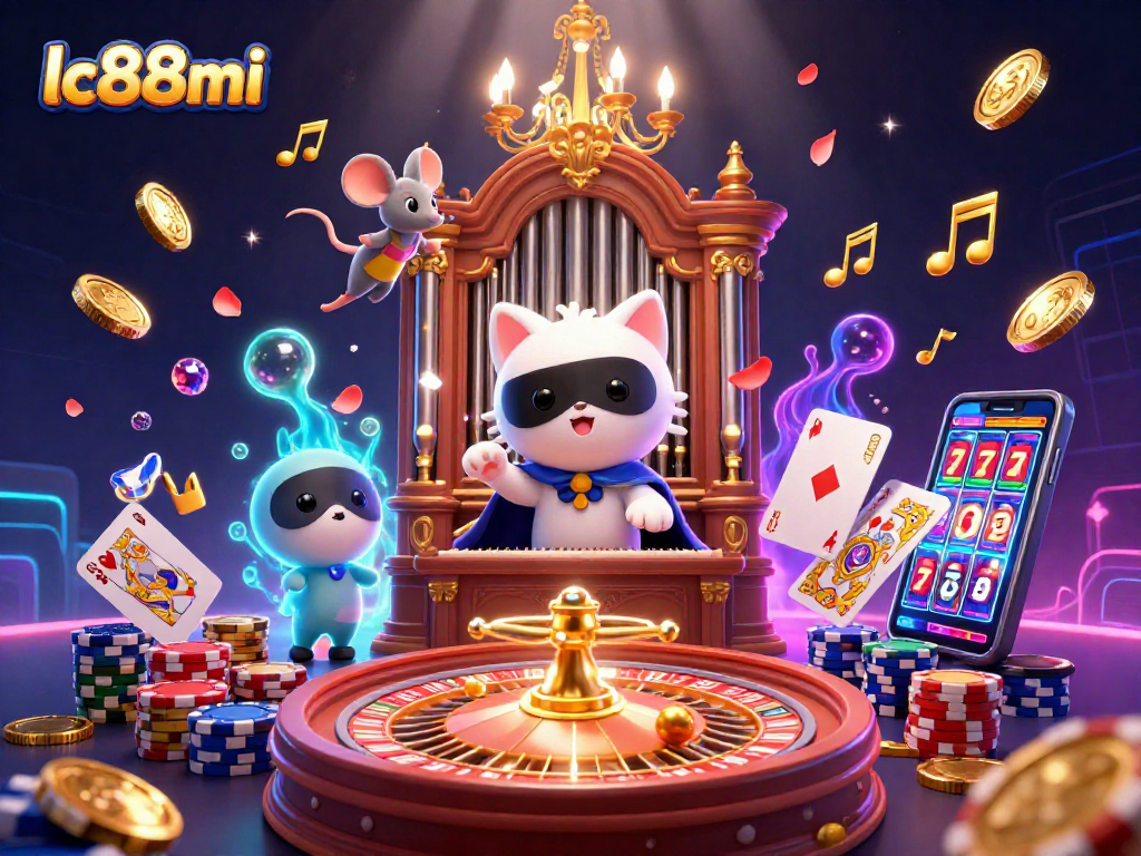 Experience thrilling gambling action at lc88mi as characters engage with animated casino games.
