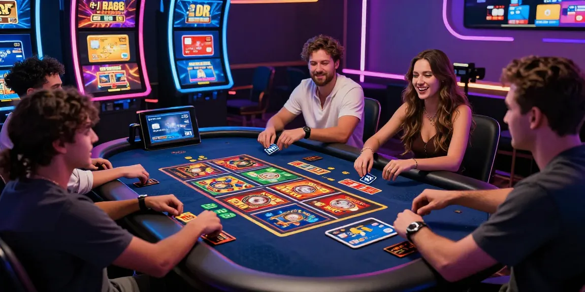 Players enjoying credit card casino games at a vibrant online casino.