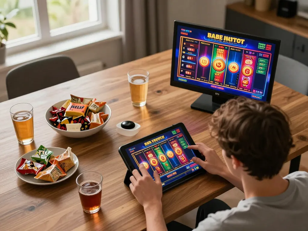 Experience thrilling gameplay with vs555 on a tablet while enjoying a cozy home setting.