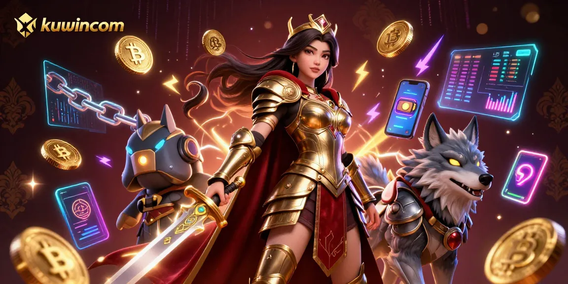 Engage in thrilling gaming action with kuwincom showcasing an epic warrior queen and her armored companion.