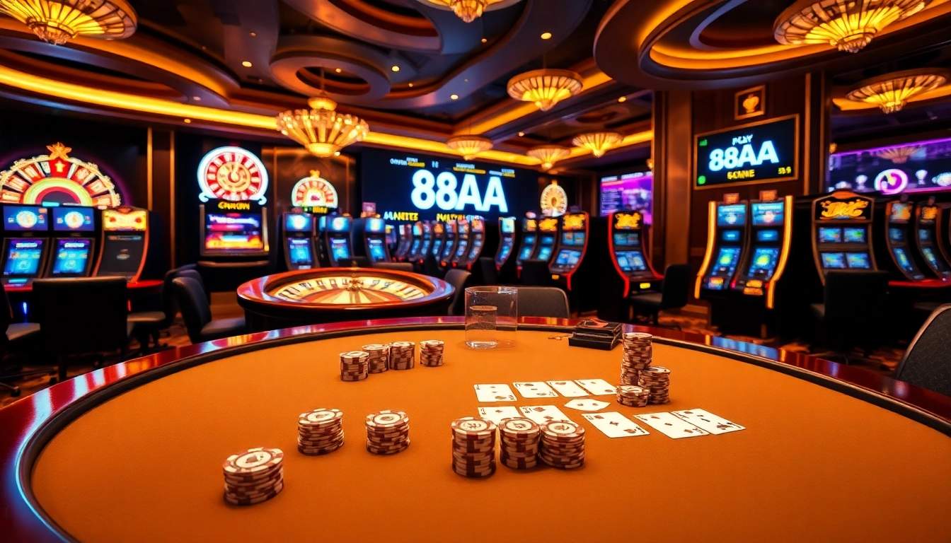 Experience the excitement of gaming at 88AA casino with vibrant tables and thrilling slots.