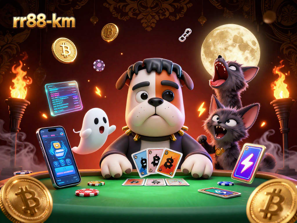 Engage in thrilling gameplay with rr88-km at a lively casino table hosted by cartoon characters.