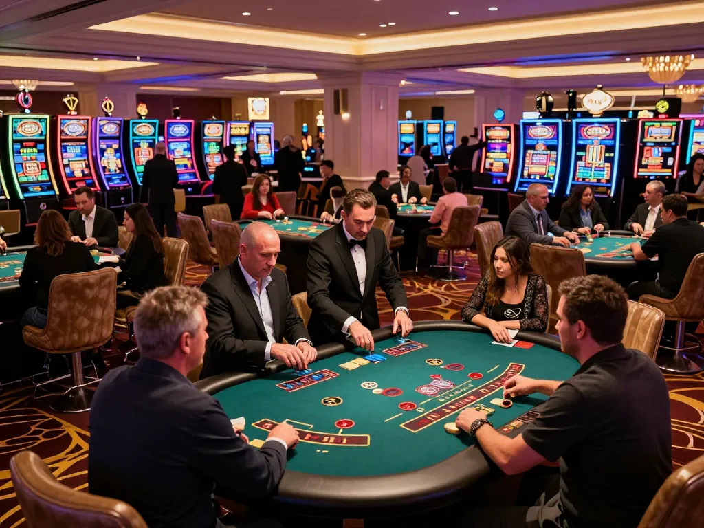 CM88 players engaging in strategic blackjack gameplay under vibrant casino lights