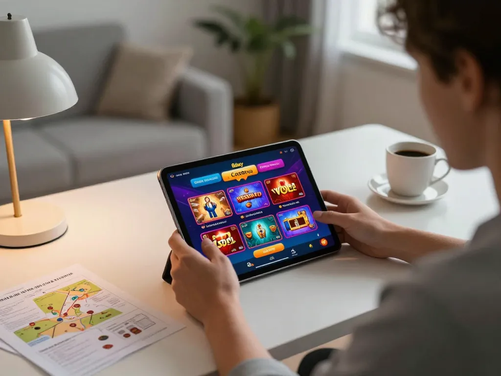 Player enjoying the 8day casino app on a tablet, showcasing modern home gaming experience