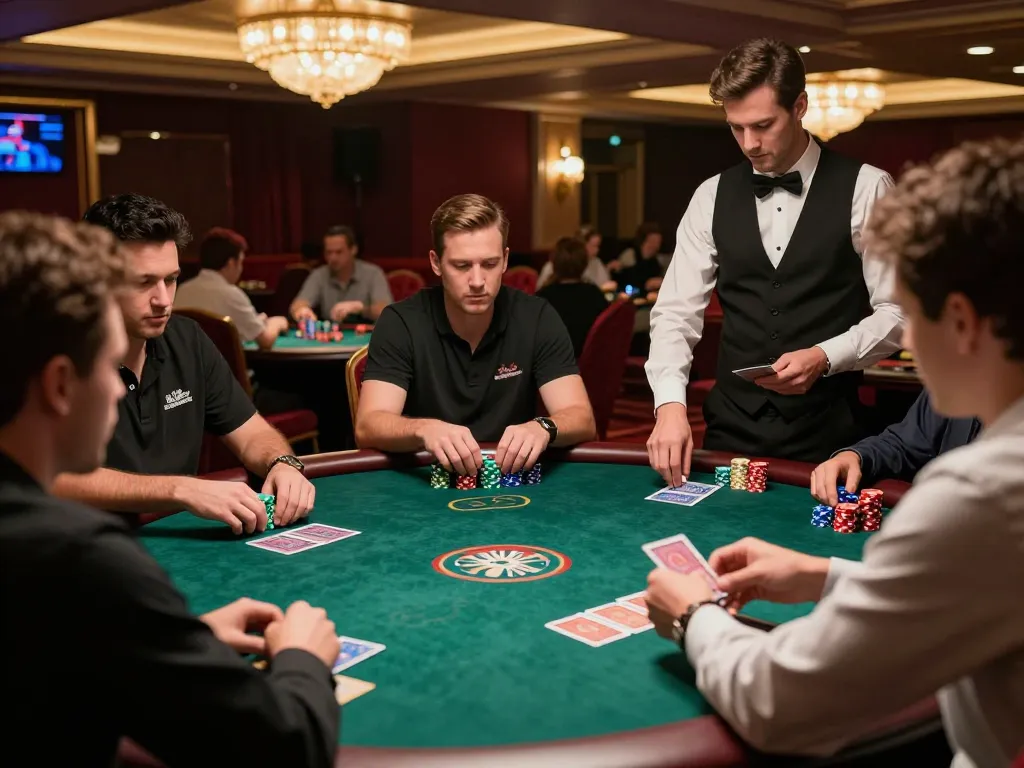 TA88 poker champions strategize at exclusive table, showcasing excitement and high stakes.