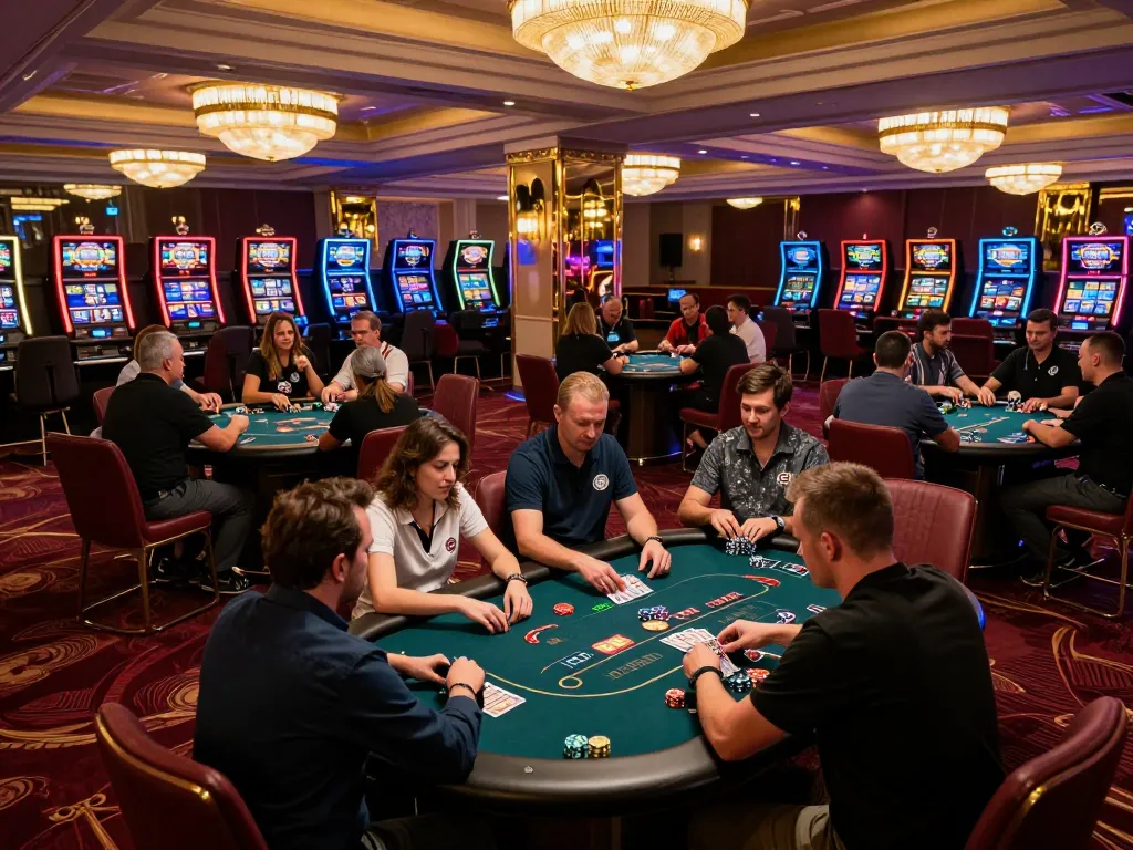 Players enjoying an exciting game of poker at God55, showcasing vibrant casino atmosphere and engaging gameplay.