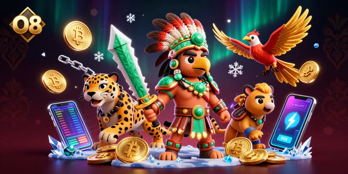 Experience the excitement of O8, featuring dynamic characters and crypto elements in a vibrant casino setting.