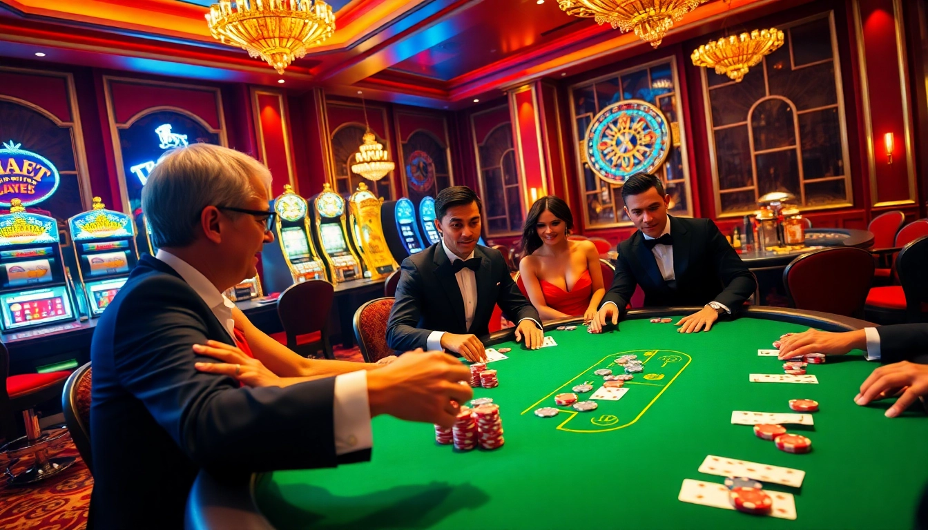 Engage with THABET's thrilling gaming experience featuring poker chips and high-stakes players.