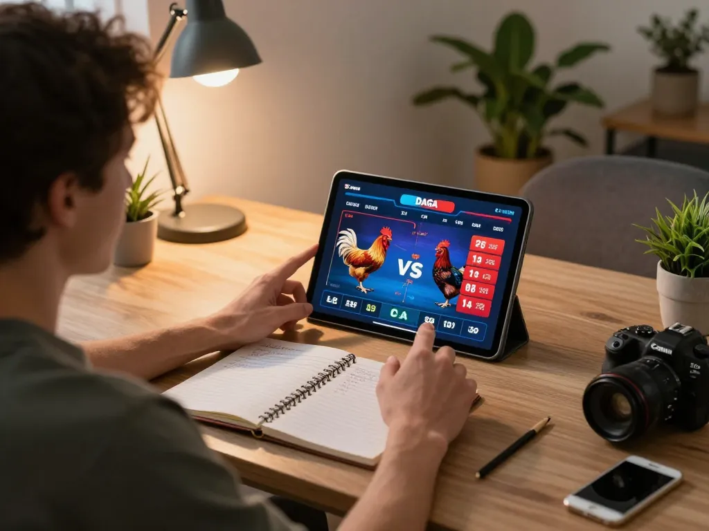 Engaging in Daga betting on tablet at home, with live odds and strategic notes visible.