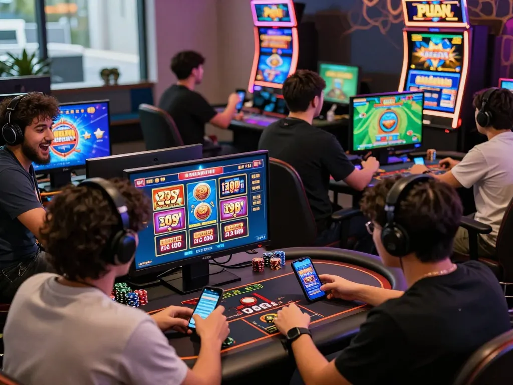 Engaged players enjoying 789Win's online gaming experience with vibrant gaming interface.