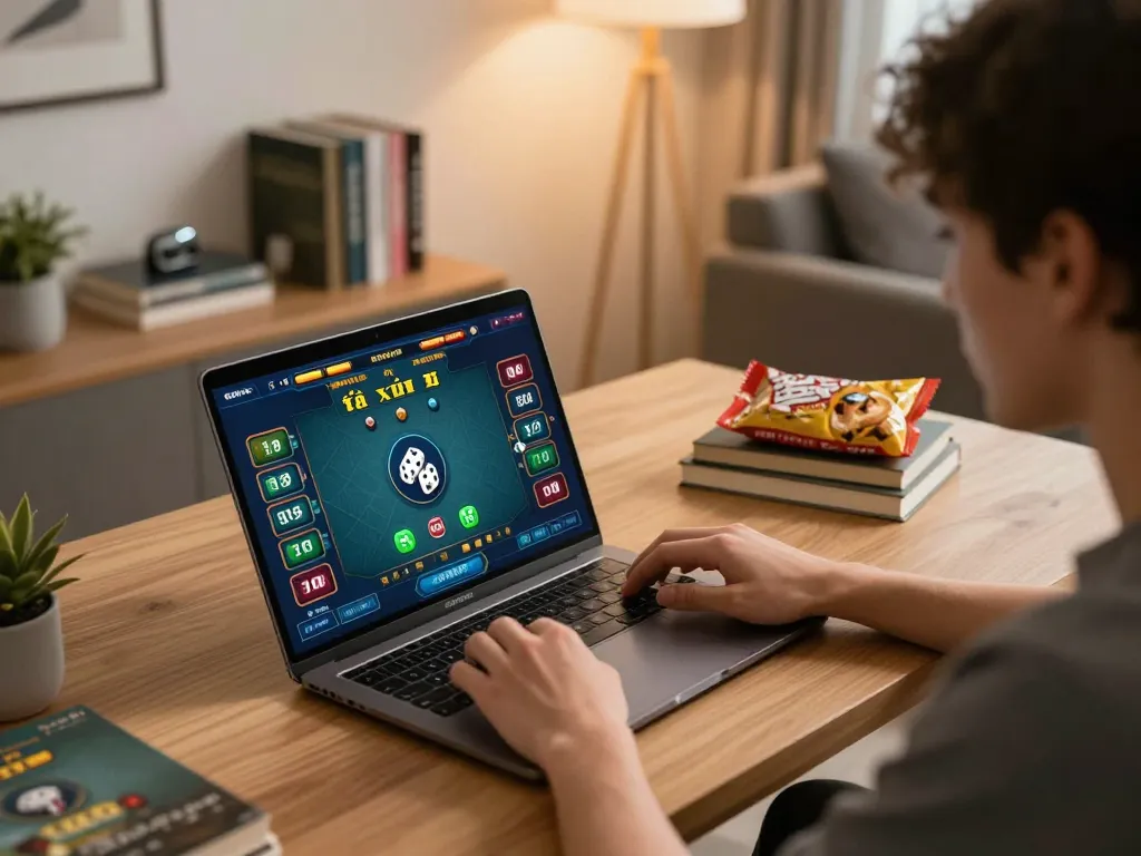 Tài xỉu online game in action on laptop, showcasing strategic betting decisions