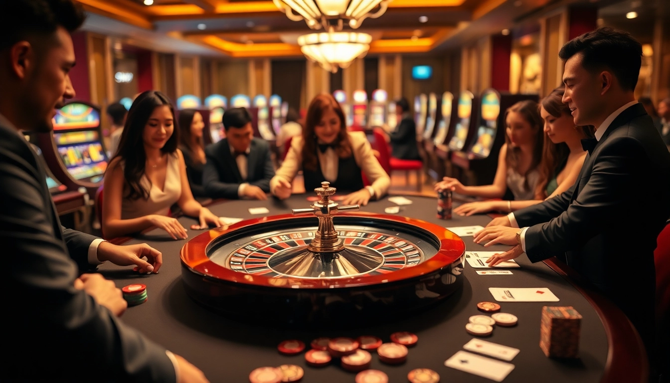 Players engage in a thrilling roulette game at TR88 casino, capturing high stakes excitement.
