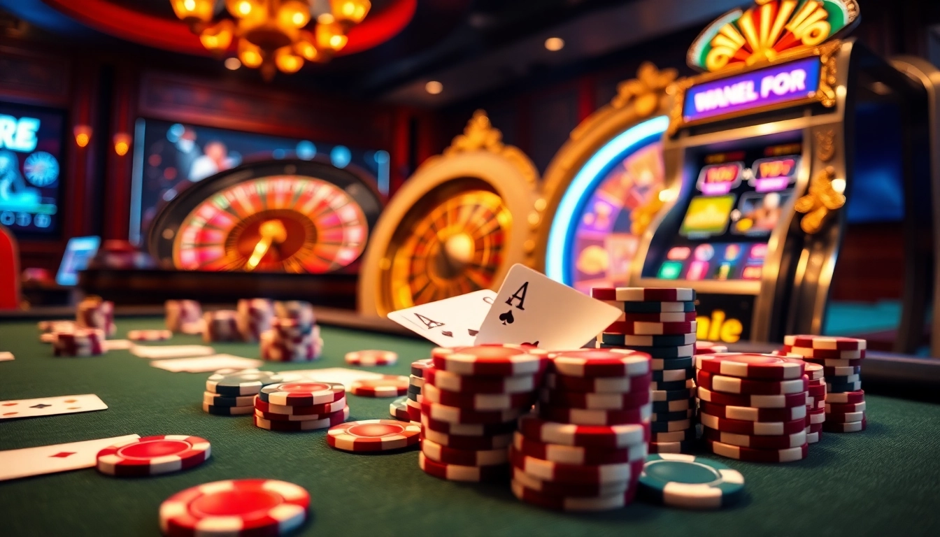 Experience the thrills of VU88 with vibrant casino tables, cards, and online gambling interfaces.