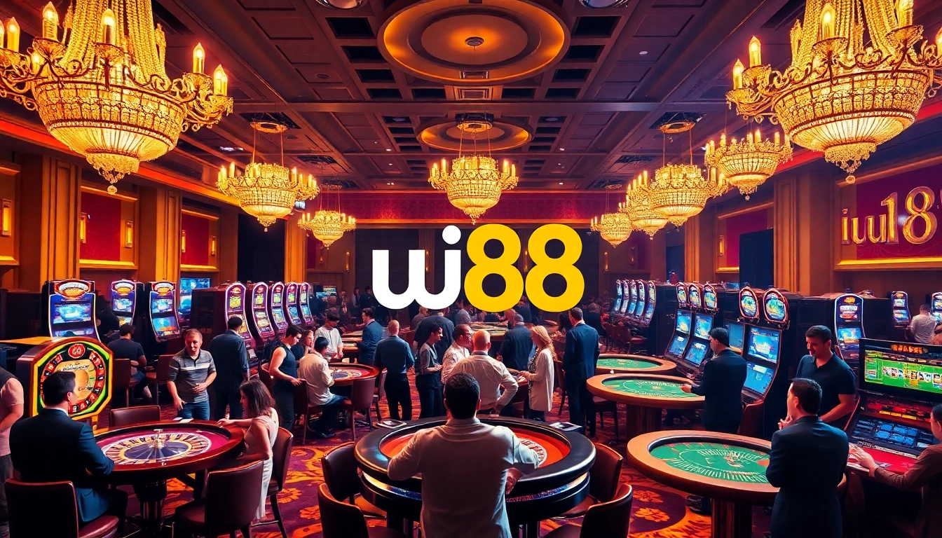 Enjoy exciting gameplay at uu88, with vibrant casino tables and engaged players in a luxurious setting.