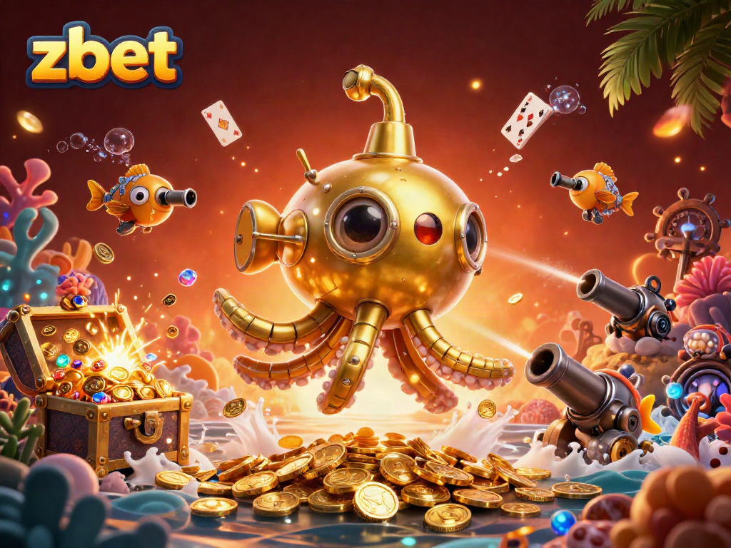 Engage with zbet's thrilling casino action in a vibrant underwater treasure hunt.