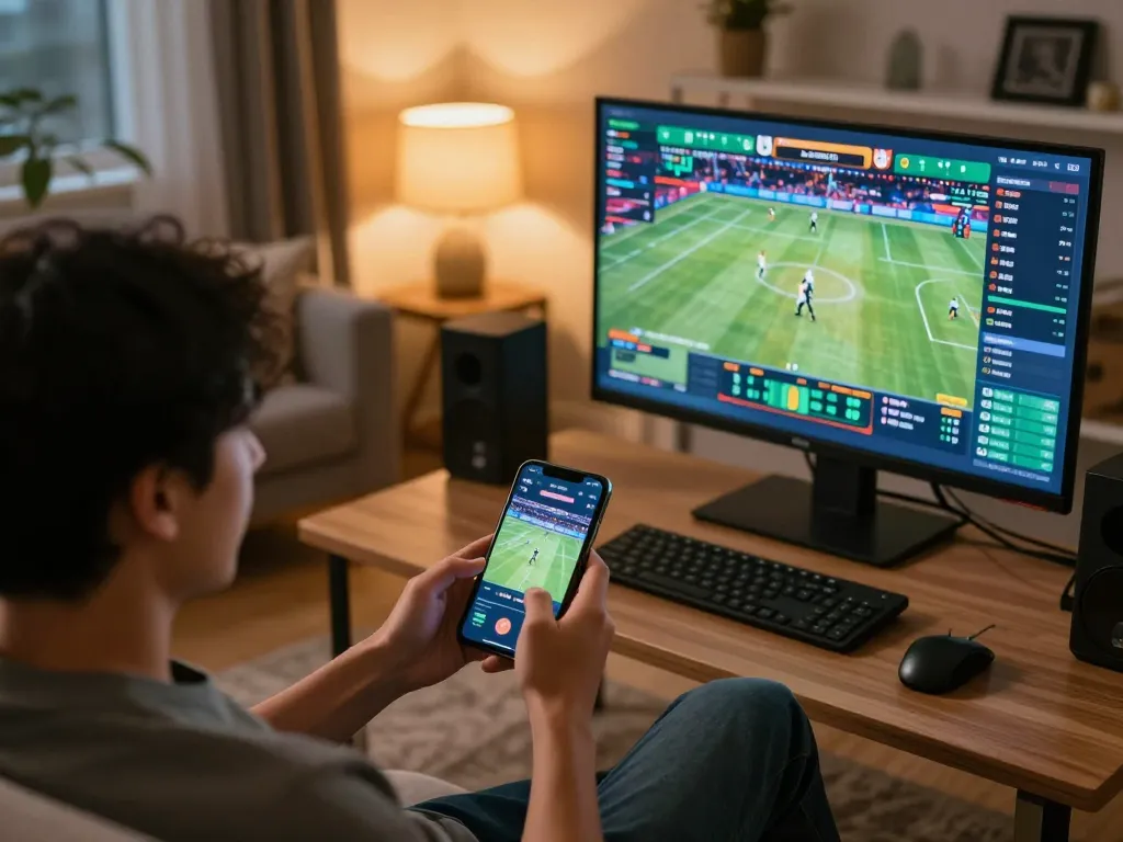 keobongda user analyzing sports betting odds on mobile within a cozy environment