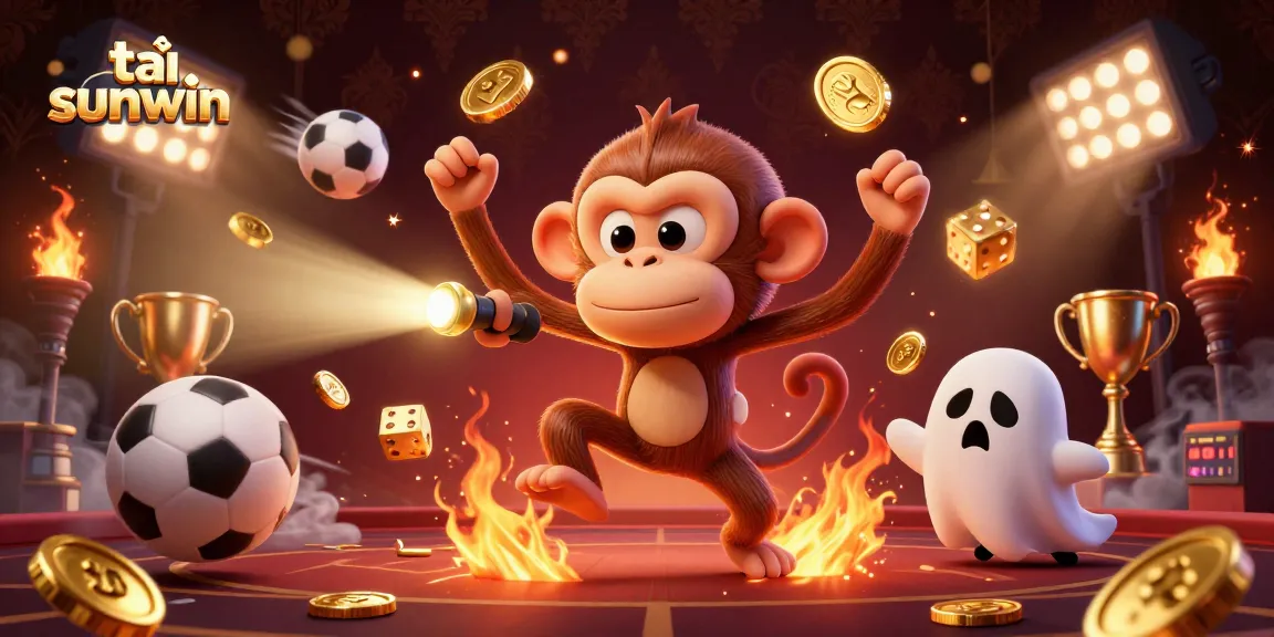 Engage in thrilling gameplay with tải sunwin as a playful ghost-hunter puppy tracks a mischievous poltergeist monkey in a lively casino scene.