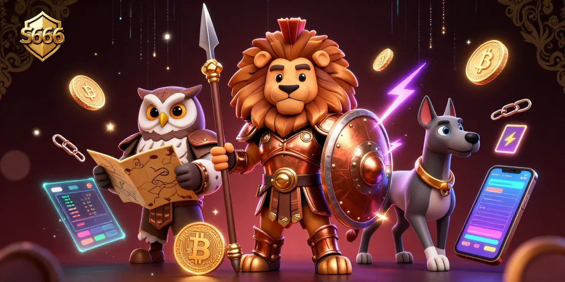 S666 players rejoice with epic gaming rewards at an online casino featuring engaging characters and vibrant scenes.