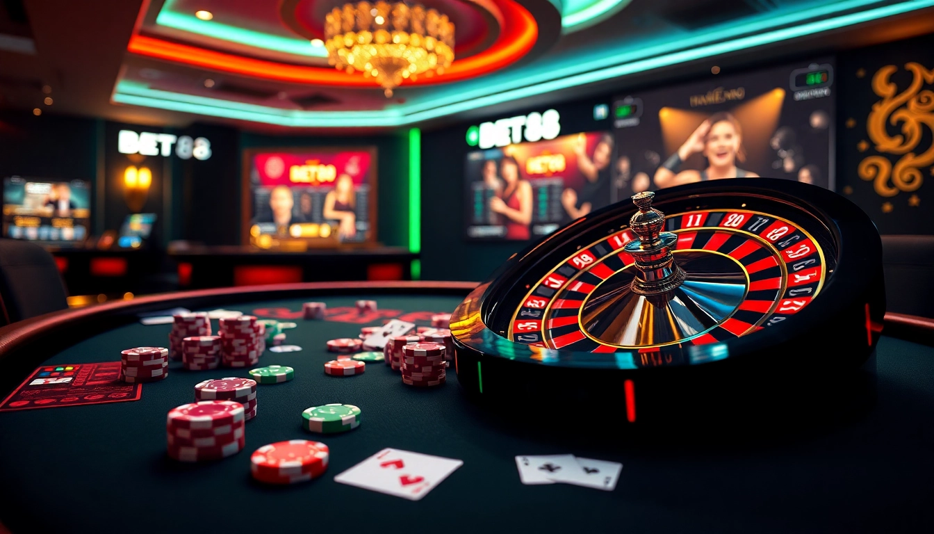 Experience the thrill of gambling at https://bet88best.com/, showcasing vibrant casino tables and engaging players.