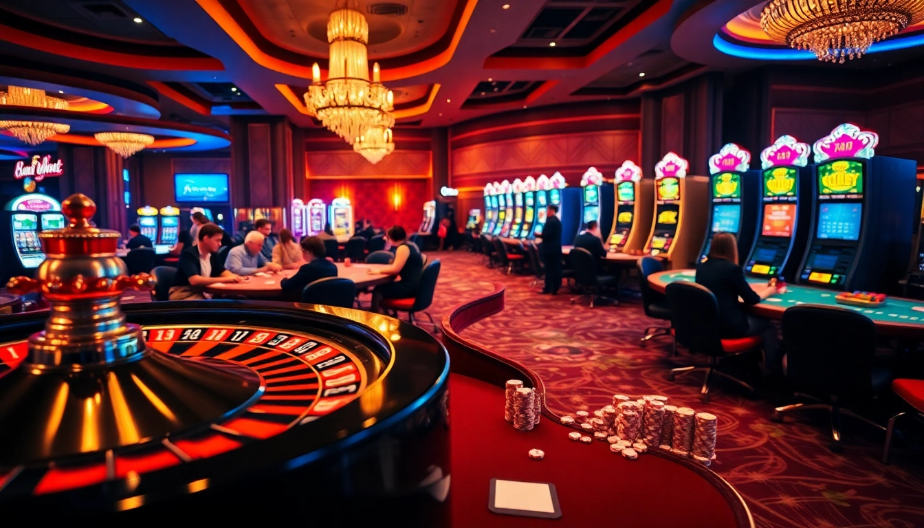 Players engage in high-stakes gambling at SV88, featuring exciting roulette, poker, and vibrant slot machines.