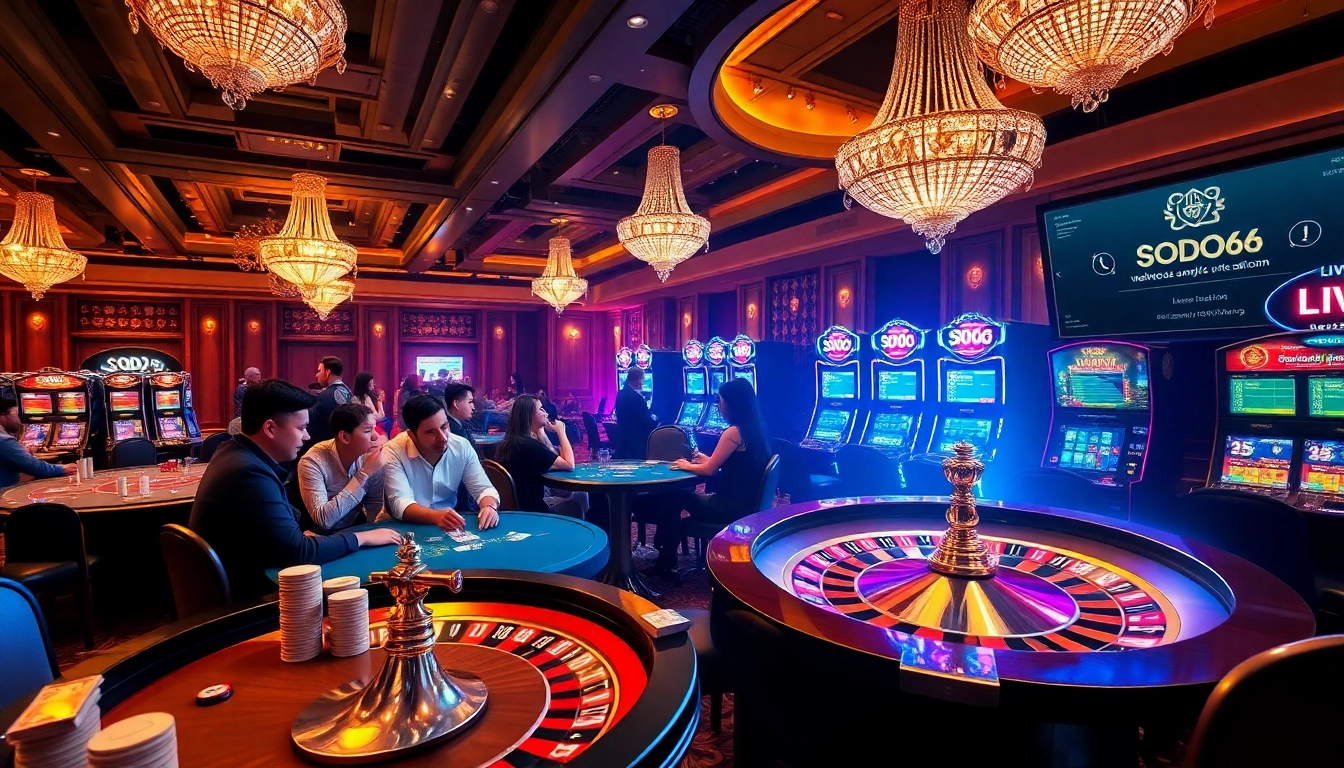 SODO66 players engaging at luxurious casino tables with vibrant gaming atmosphere