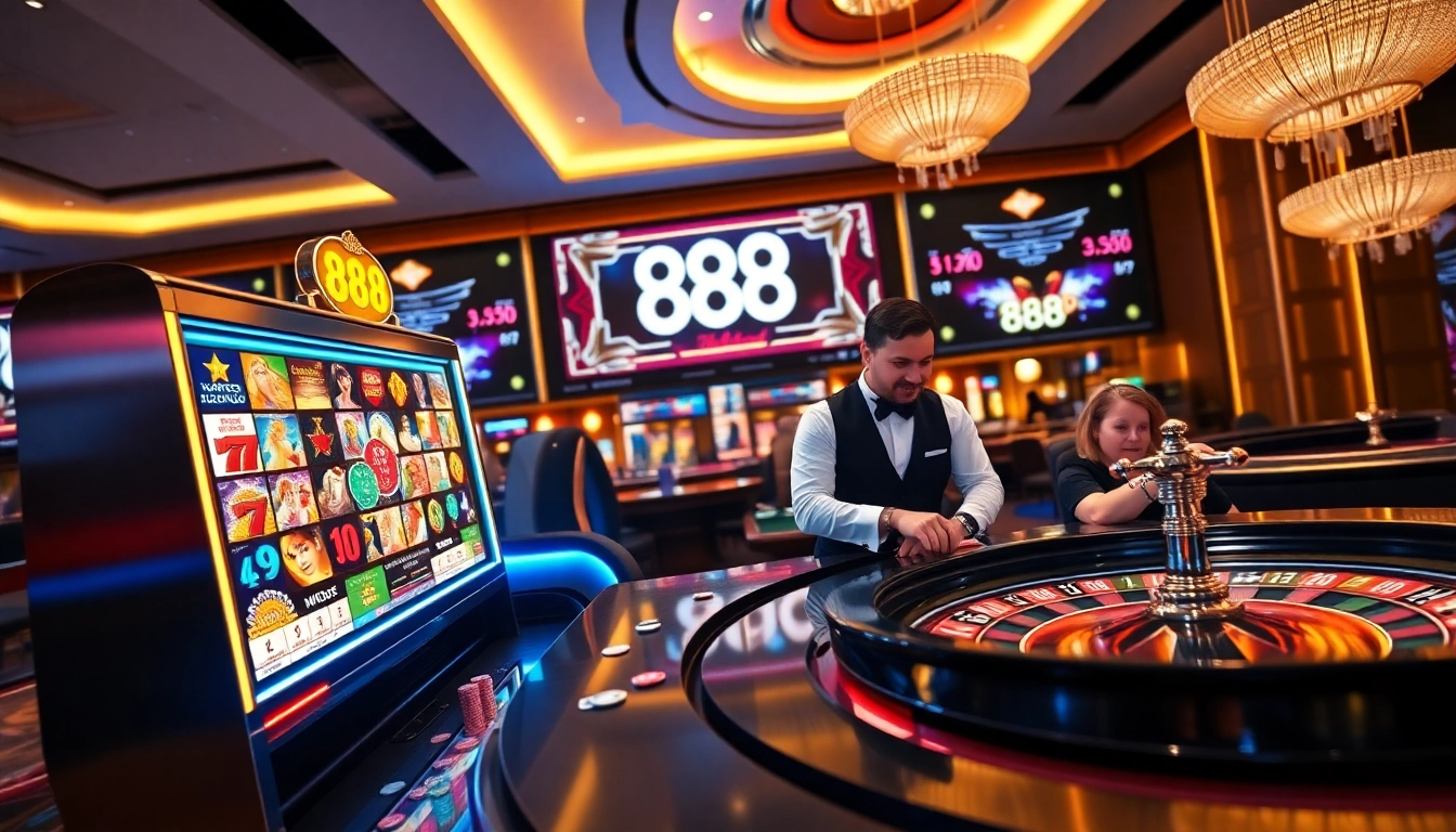Experience the excitement of house 888P with vibrant slot machines and professional casino action.