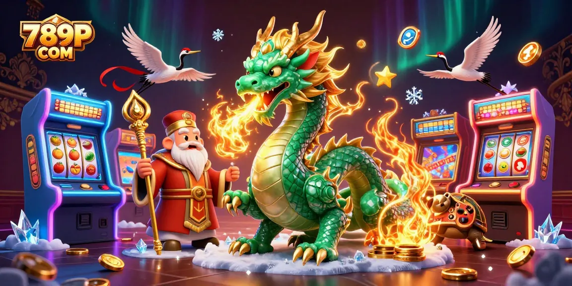 Engage with 789P COM's vibrant casino experience featuring dynamic gaming elements and a lucky jade dragon.