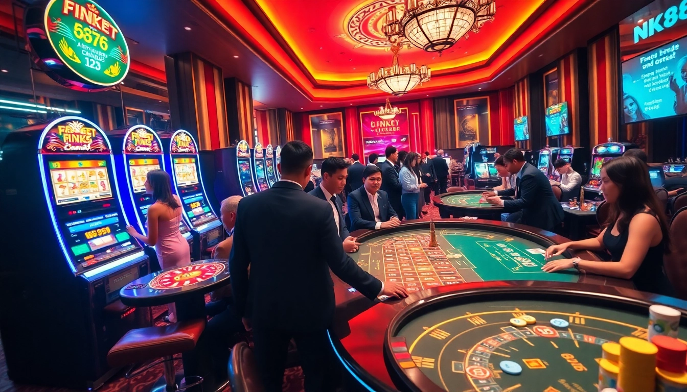 NK88 players enjoy exhilarating moments at a high-stakes roulette table in a luxurious casino setting.