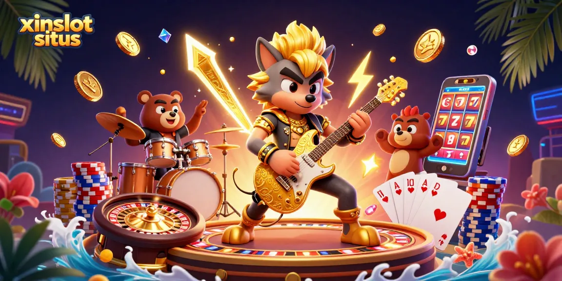 xinslot situs showcases thrilling casino adventure with fun characters and vibrant game elements.