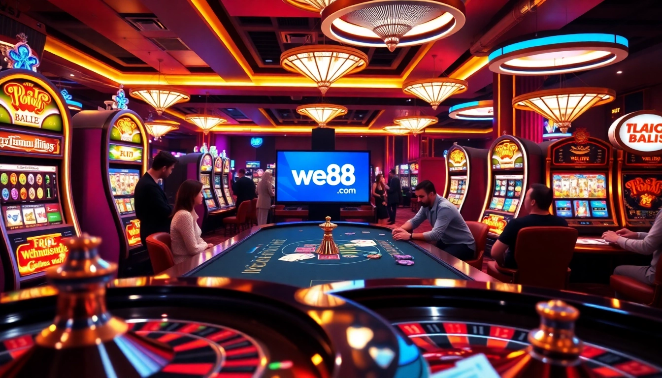 Exciting gameplay at we88.ru.com with vibrant casino tables and dynamic slot machines.