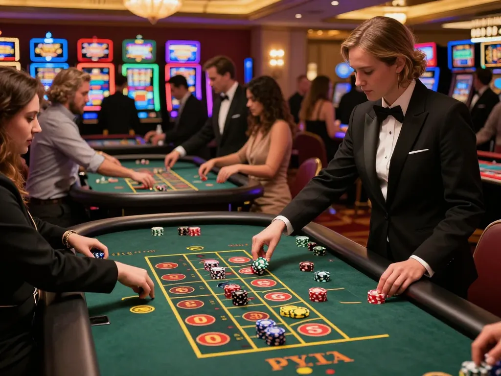 Players enjoy the thrill of roulette at XX88 casino with vibrant chips and elegant atmosphere.